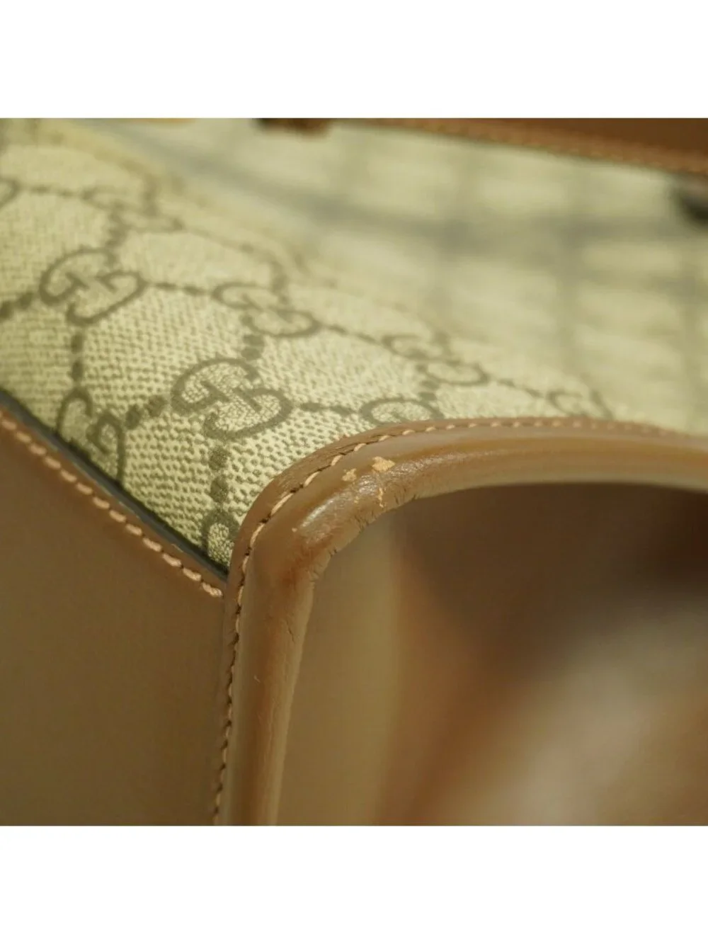 Gucci Tote GG Supreme Brown Gold 2-Way